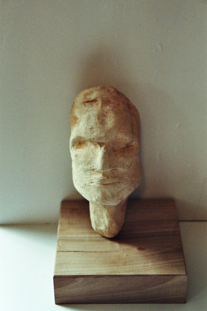 TESTA di ABORIGENO AUSTRALIANO, terracotta policroma patinata, con perno interno su cavatura nel collo, 2005 di Franco Galanti